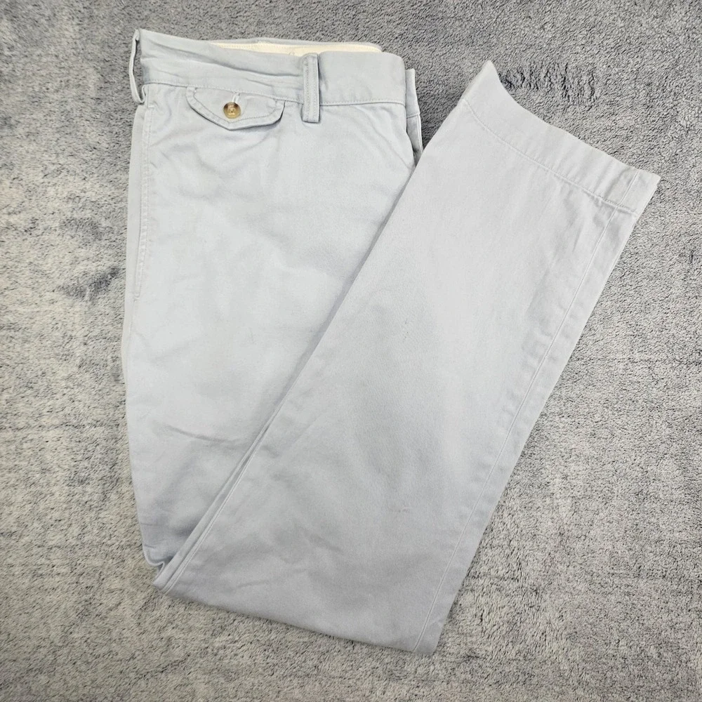 Vintage Polo Ralph Lauren Pants Mens 36x32 Straight Fit Chino Light Blue Cotton